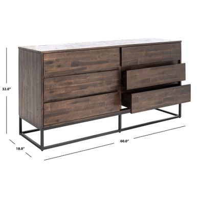 SAFAVIEH Couture Emmarose 6-Drawer Dresser - 6-drawer - Chocolate Brown/Black