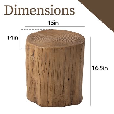 COSIEST Indoor Faux Wood Tree-Trunk Log Stool - 1pc - Light Brown