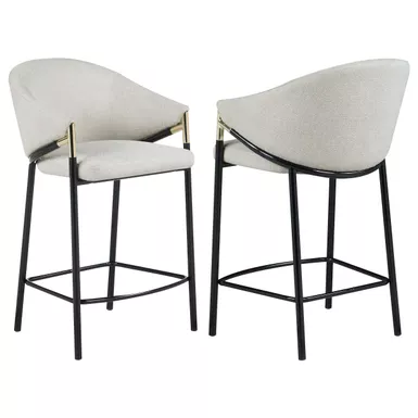 image of Chadwick Sloped Arm Counter Height Stools Beige and Glossy Black (Set of 2) with sku:183436-coaster