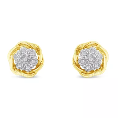 Yellow Gold Plated Sterling Silver 1/6ct TDW Diamond Rose stud Earrings (I-J, I2-I3)