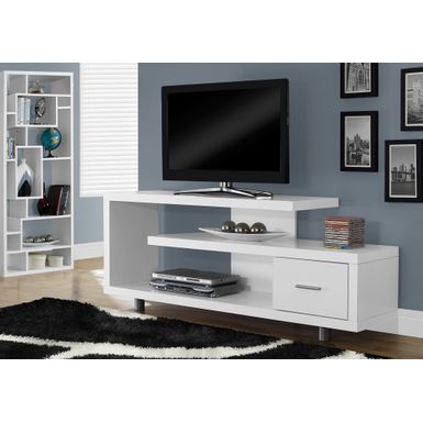 image of TV Stand/ 60 Inch/ Console/ Media Entertainment Center/ Storage Cabinet/ Living Room/ Bedroom/ Laminate/ White/ Contemporary/ Modern with sku:i2573-monarch