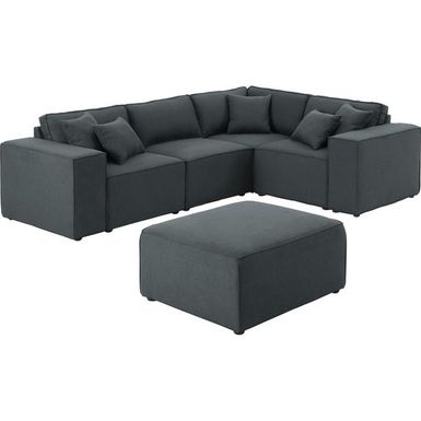 image of Copper Grove Ede Dark Grey Linen Modular Sectional Sofa with Ottoman - Reversible with sku:vfzdnhrjp-80zrcsx2wf9astd8mu7mbs-overstock