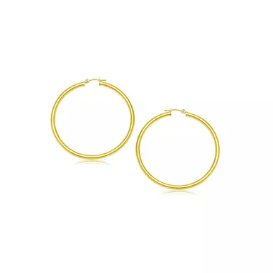 14k Yellow Gold Polished Hoop Earrings (2 mm)