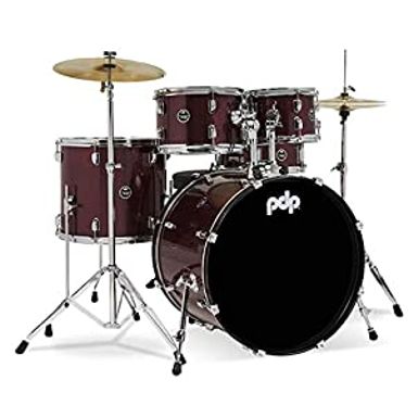 image of Pacific Drums Center Stage Complete Drumkit, 5 Drum Set, Ruby Red Sparkle, 7x10, 8x12, 14x16 Floor, 16x22 Kick, 5x14 Snare (PDCE2215KTRR) with sku:b088d28jvh-amazon