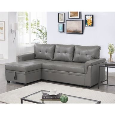 image of Naomi Home Laura Sectional Sleeper Sofa - Elegant L-Shaped Couch - Convertible Pull-Out Bed, Ample Storage, Sturdy Construction - Gray, Air Leather with sku:kp78ad6j-jsn7kafrqugxgstd8mu7mbs--ovr