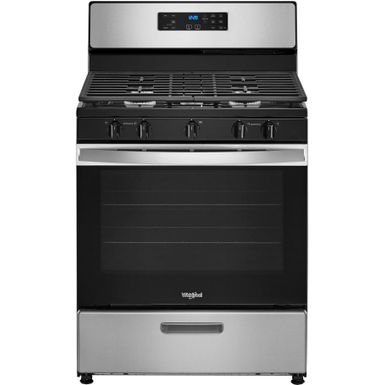 image of Whirlpool - 5.1 Cu. Ft. Freestanding Gas Range with Edge to Edge Cooktop - Stainless Steel with sku:bb22020287-bestbuy