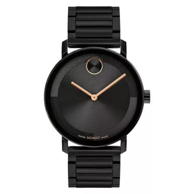 image of Movado - Men's Bold Evolution 2.0 Rose Gold & Black Ion-Plated Watch Black Dial with sku:3601112-powersales