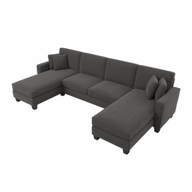 Stockton 130W Sectional Couch with Double Chaise by Bush Furniture - French Gray