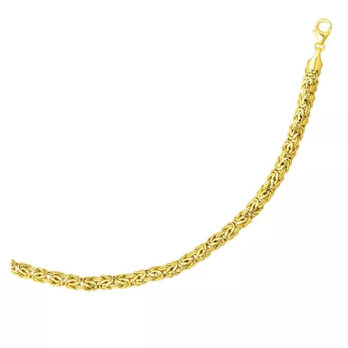 14k Yellow Gold Byzantine Link Shiny Bracelet (7.25 Inch)