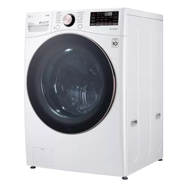 image of LG - 4.5 Cu. Ft. High-Efficiency Stackable Smart Front Load Washer with Steam and Built-In Intelligence - White with sku:bb21584209-bestbuy