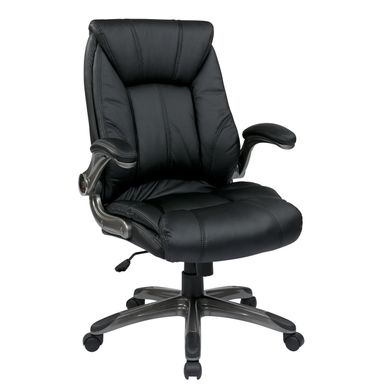 image of Faux Leather Mid-Back Office Chair - Black with sku:vzynp6enrjc_frfmtr-kagstd8mu7mbs-off-ovr