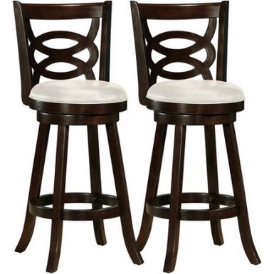 CorLiving Woodgrove Scroll Back Bar Height Barstool with Leatherette Seat, Set of 2