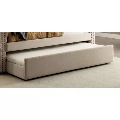 Transitional Fabric Twin Trundle in Ivory