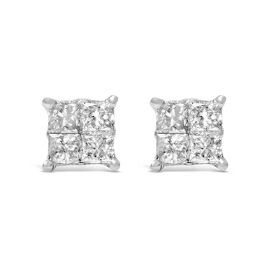 image of 10K White Gold 3/4ct TDW Diamond Stud Earrings(H-I, SI2-I1) with sku:71-5441wdm-luxcom