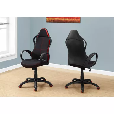 image of Office Chair/ Gaming/ Adjustable Height/ Swivel/ Ergonomic/ Armrests/ Computer Desk/ Work/ Metal/ Mesh/ Black/ Red/ Contemporary/ Modern with sku:i-7259-monarch