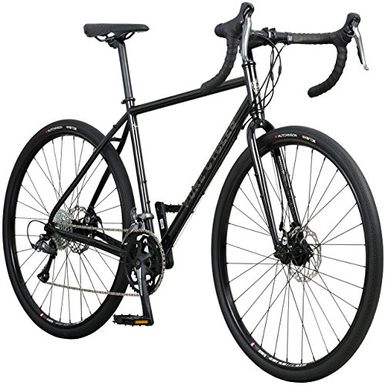 image of Pure Cycles Adventure Gravel 16-Speed Disc Road Bike, 57cm/X-Large, Carmichael Gloss Black with sku:b09lnzldj7-amazon