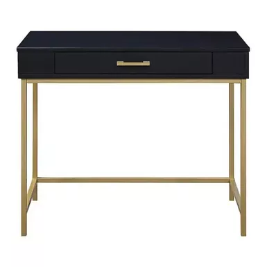 image of OSP Home Furnishings - Modern Life Desk in Finish With Gold Metal Legs - Black with sku:bb21954166-bestbuy
