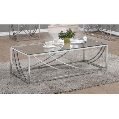 image of Glass Top Rectangular Coffee Table Accents Chrome with sku:720498-coaster