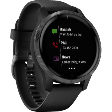 Angle Zoom. Garmin - Venu GPS Smartwatch 30mm Fiber-Reinforced Polymer - Black With Silicone Band