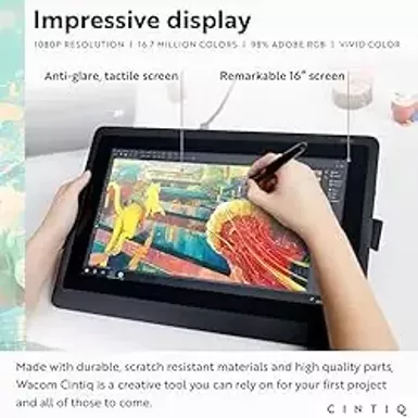 image of Wacom - Cintiq 16 Creative Pen Display Drawing Tablet - Black with sku:b07l77gtty-amazon