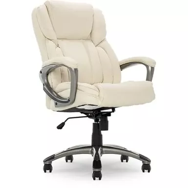image of Serta - Garret Bonded Leather Executive Office Chair with Premium Cushioning - Ivory White with sku:bb22187730-bestbuy