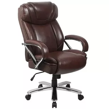 Alamont Home - Hercules Big & Tall 500 lb. Rated LeatherSoft Swivel Office Chair w/Extra Wide Seat - Brown