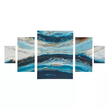 image of Midnight Tide Blue Abstract 5-piece Canvas Wall Art Set with sku:mp95c-0125-olliix