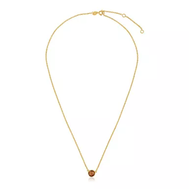 14k Yellow Gold Necklace with Round Citrine (17 Inch)