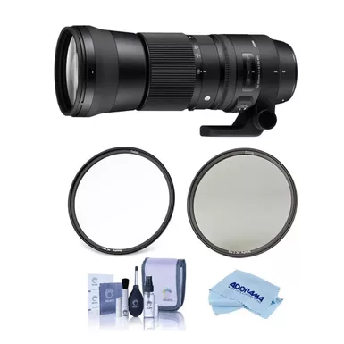 image of Sigma 150-600mm f/5-6.3 DG OS HSM Contemporary Lens for Sigma SA, Bundle with Haida 95mm CPL+Clear Filter Kit, Cleaning Kit, Cleaning Cloth with sku:sg150600csgf-adorama