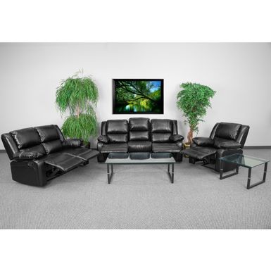 image of Harmony Leather Living Room Sofa Set - Black with sku:vkvtpfjc-78paqgfrvod3qstd8mu7mbs-fla-ovr