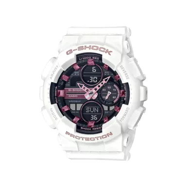 image of G-Shock - Ladies Compact G-Shock White Analog/Digital Resin Watch Black Dial with sku:gmas140m-7a-powersales