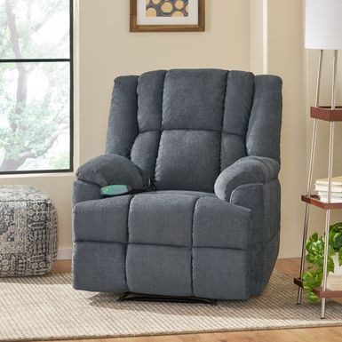 image of Coosa Indoor  Pillow Tufted Massage Recliner by Christopher Knight Home - Black + Charcoal with sku:hm6iurkgsoeak-hgzud09astd8mu7mbs-chr-ovr