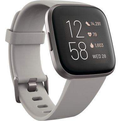 Angle Zoom. Fitbit - Versa 2 Health & Fitness Smartwatch - Mist Gray
