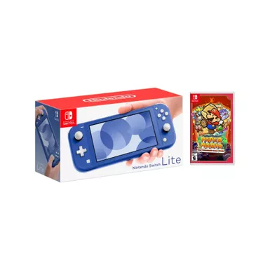 image of Nintendo Switch Lite Blue + Paper Mario: The Thousand-Year Door Bundle with sku:hdhsbbzaa-4-streamline