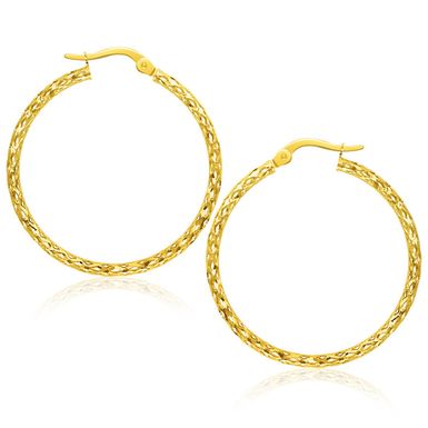 image of Large Textured Hoop Earrings in 10k Yellow Gold  with sku:27978-rcj