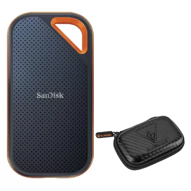 image of SanDisk Extreme PRO Portable 1TB USB 3.2 Gen 2 Type-C External SSD V2, Bundle with HD-2 Portable Hard Drive Case with sku:idse811tg25k-adorama