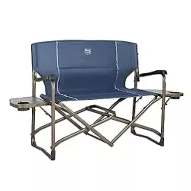 image of TIMBER RIDGE Folding Camping Chair with Foldable Side Tables and Cup Holders Heavy Duty Supports 600 lbs for Outdoor, Lawn, Picnic, Fishing, Blue (38" Wide) with sku:b09ggb14tq-amazon