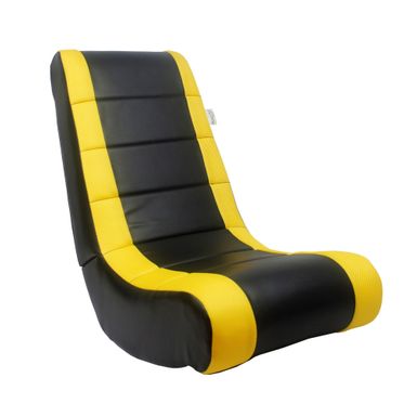 image of Loungie Rockme Video Gaming Rocker Chair For Kids, Teens, Adults - black/yellow with sku:m3wmxtyzdps1si4lmy5ecqstd8mu7mbs-overstock