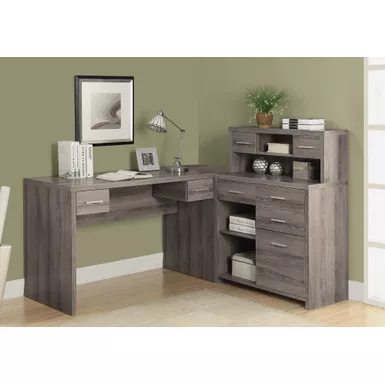 Computer Desk/ Home Office/ Corner/ Left/ Right Set-up/ Storage Drawers/ L Shape/ Work/ Laptop/ Laminate/ Brown/ Contemporary/ Modern