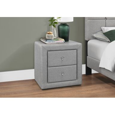 image of Bedroom Accent/ Nightstand/ End/ Side/ Lamp/ Storage Drawer/ Bedroom/ Upholstered/ Linen Look/ Grey/ Transitional with sku:i5604-monarch