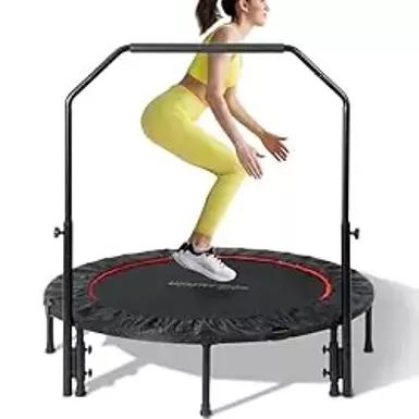 image of 40"/48" Mini Foldable Trampoline for Adults 450/600 LB Weight Capacity Rebounder Trampoline with Adjustable Foam Handle Small Exercise Trampoline for Indoor or Garden Workout with sku:b0d6w66fs8-amazon