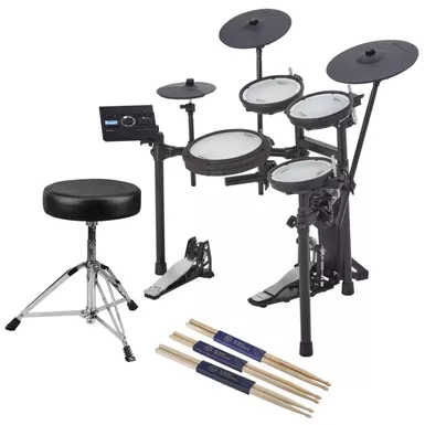 Roland TD-17KV Generation 2 V-Drums Electronic Drum Kit Bundle With Roland Drum Stand, Drum Throne and 3 sets of Drum Sticks, Maple, Oak, Walnut