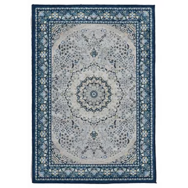 Sydnam Cream And Blue 3.3X5 Area Rug