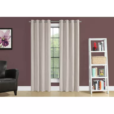 image of Curtain Panel/ 2pcs Set/ 54"W X 95"L/ Room Darkening/ Grommet/ Living Room/ Bedroom/ Kitchen/ Micro Suede/ Polyester/ Beige/ Contemporary/ Modern with sku:i-9818-monarch