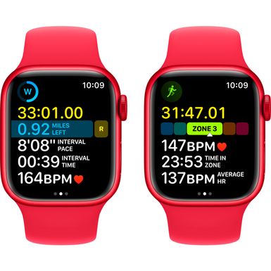 Alt View Zoom 4. Apple Watch Series 8 GPS + Cellular 41mm (PRODUCT)RED Aluminum Case with (PRODUCT)RED Sport Band - M/L - (PRODUCT)RED