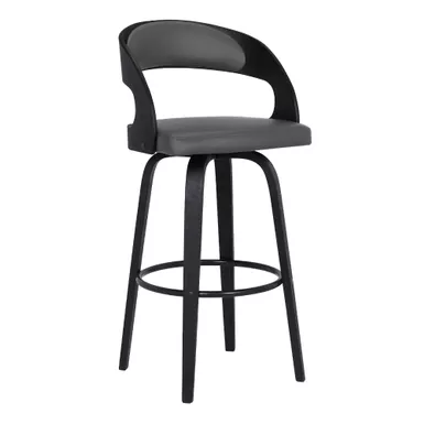 image of Shelly 30" Bar Height Swivel Grey Faux Leather and Black Wood Bar Stool with sku:y5ye8phn-m1lu__muqsytwstd8mu7mbs-overstock