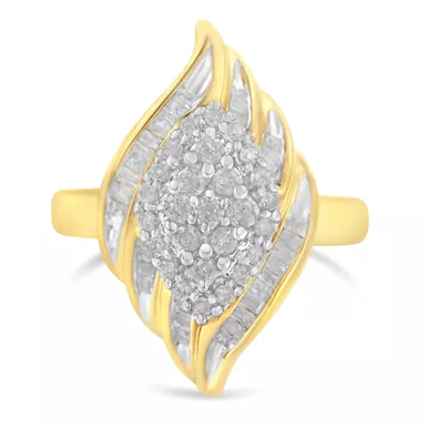 Yellow Plated Sterling Silver 3/4ct. TDW Diamond Cocktail Ring (I-J, I2-I3) Choice of size