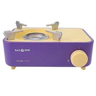 image of Gas One Butane Fuel Camp Stove  Crate Series - Mini Stove for Camping, Hiking  Portable Gas Stove with Spiral Flame  Even Heat Distribution  Modern and Easy to Use (Violet) with sku:b0cj63bsgc-amazon