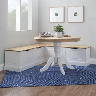 image of Danbury Backless Two Tone Breakfast Nook Natural And White with sku:lfxs1503-linon