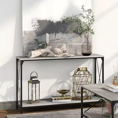 image of Industrial Metal 1-Shelf Console Table in Black/Gray with sku:idf-4563s-foa